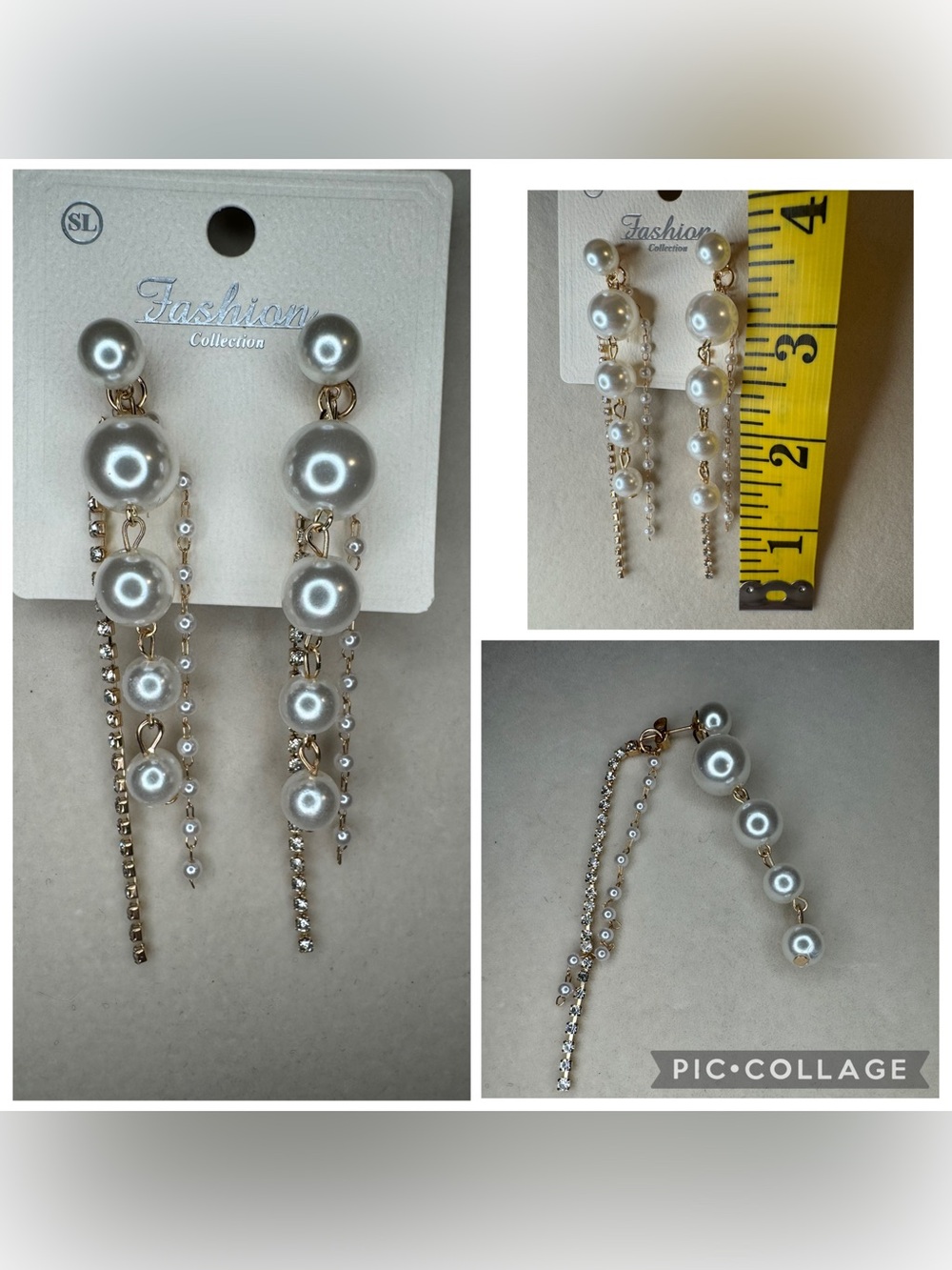NWT Pearl & Crystal Drop Earrings
